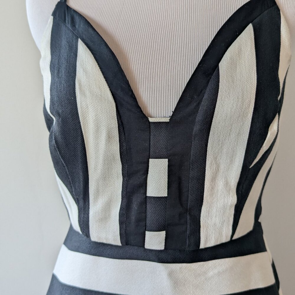 ASOS Black & White Stripe Drop Waist Dress - Picture 5 of 7
